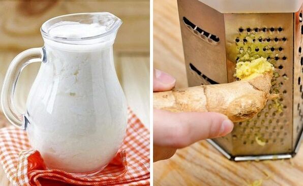 Kefir ve rendelenmiş zencefilden bir kokteyl yapın